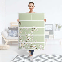 Möbel Klebefolie White Blossoms - IKEA Malm Kommode 6 Schubladen (hoch) - Folie