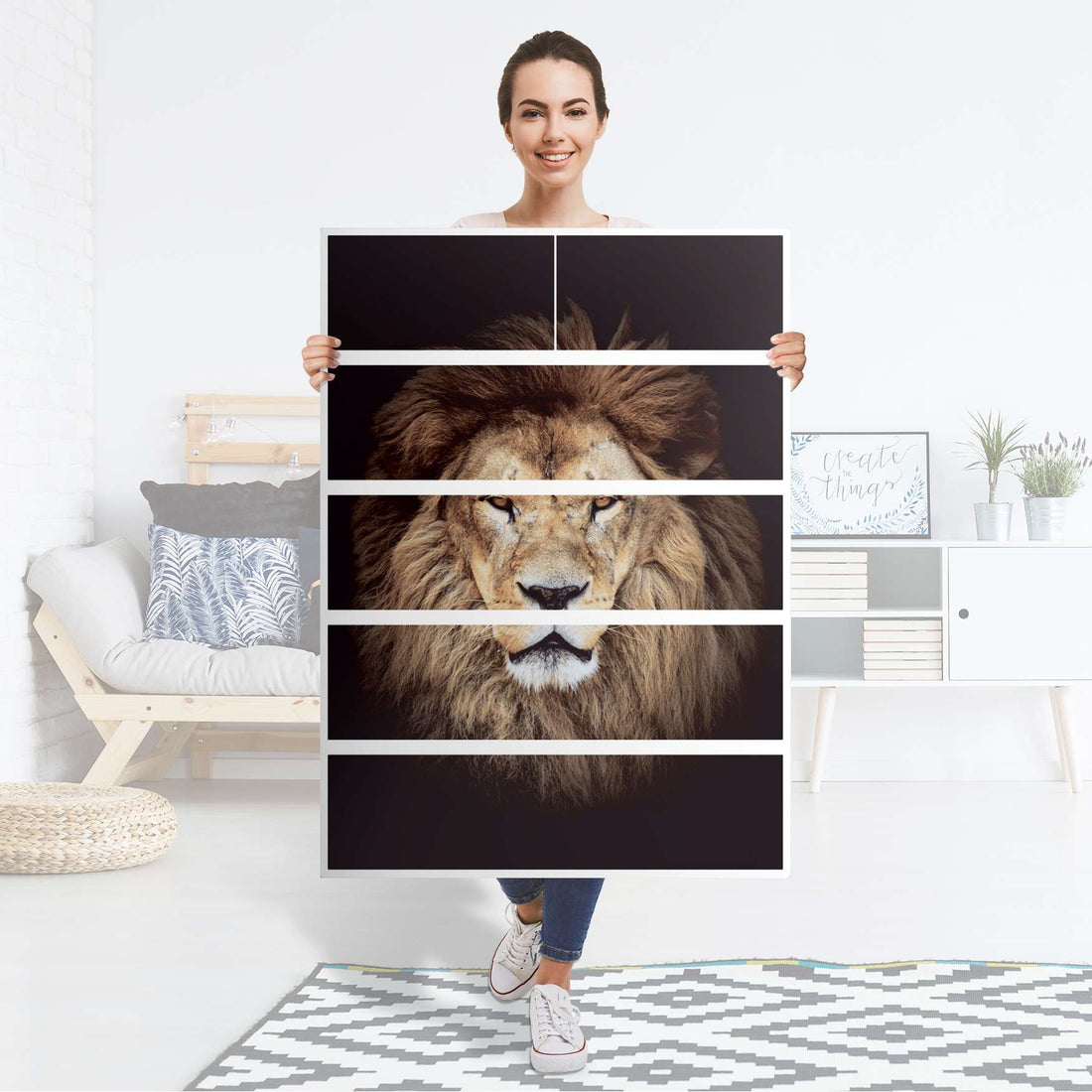 Möbel Klebefolie Wild Eyes - IKEA Malm Kommode 6 Schubladen (hoch) - Folie