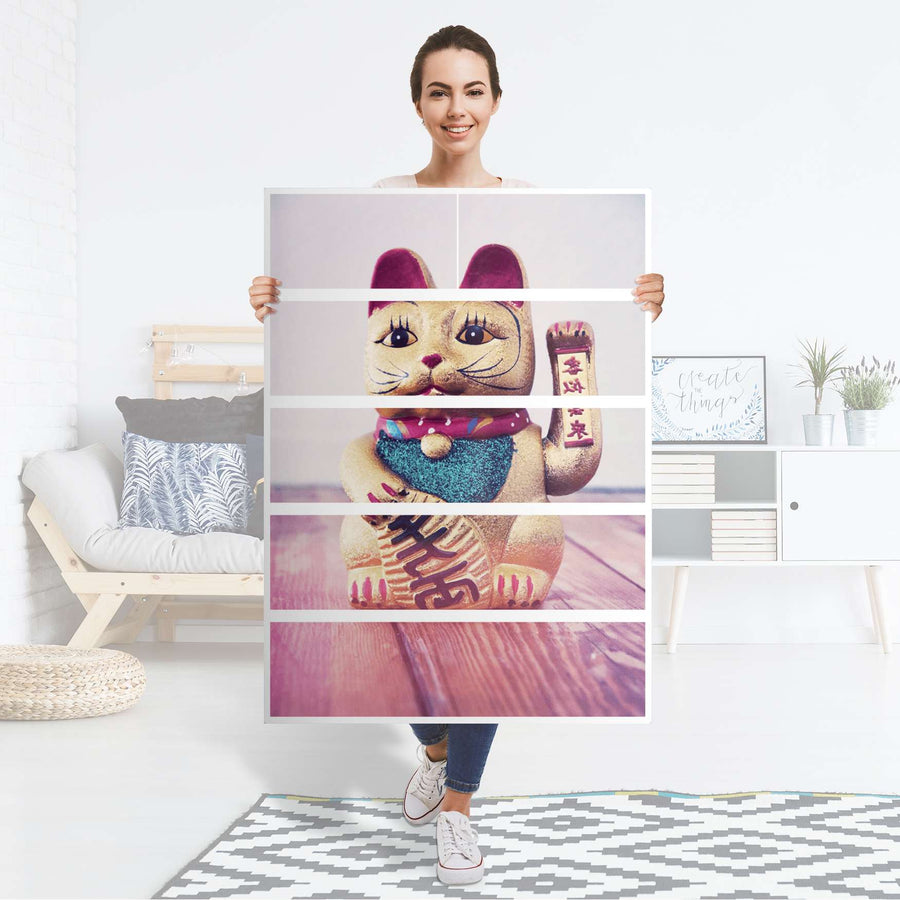Möbel Klebefolie Winkekatze - IKEA Malm Kommode 6 Schubladen (hoch) - Folie
