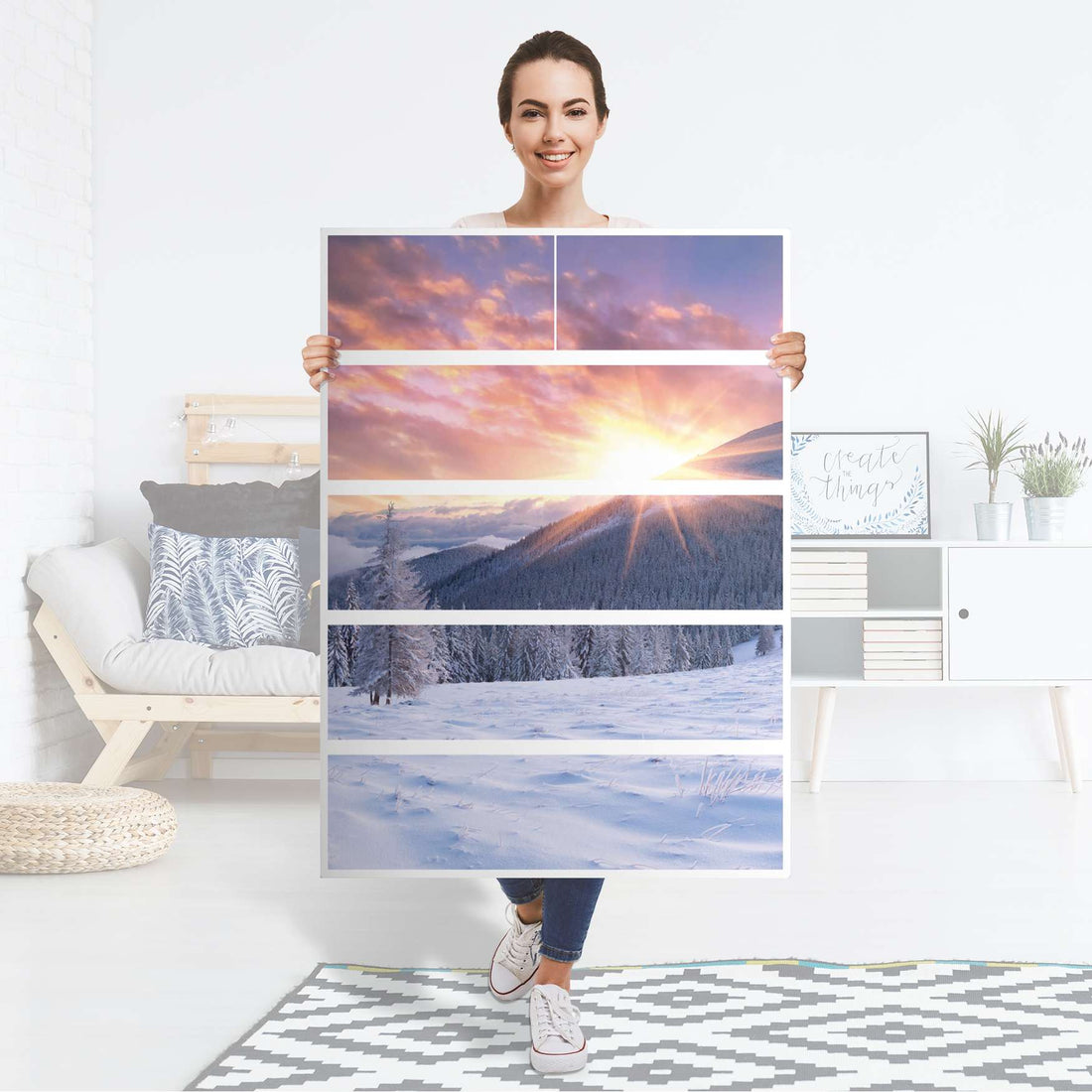 Möbel Klebefolie Zauberhafte Winterlandschaft - IKEA Malm Kommode 6 Schubladen (hoch) - Folie