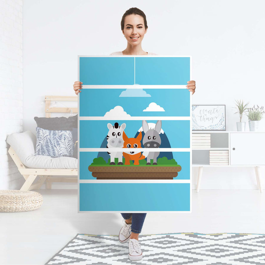 Möbel Klebefolie Zootiere - IKEA Malm Kommode 6 Schubladen (hoch) - Folie