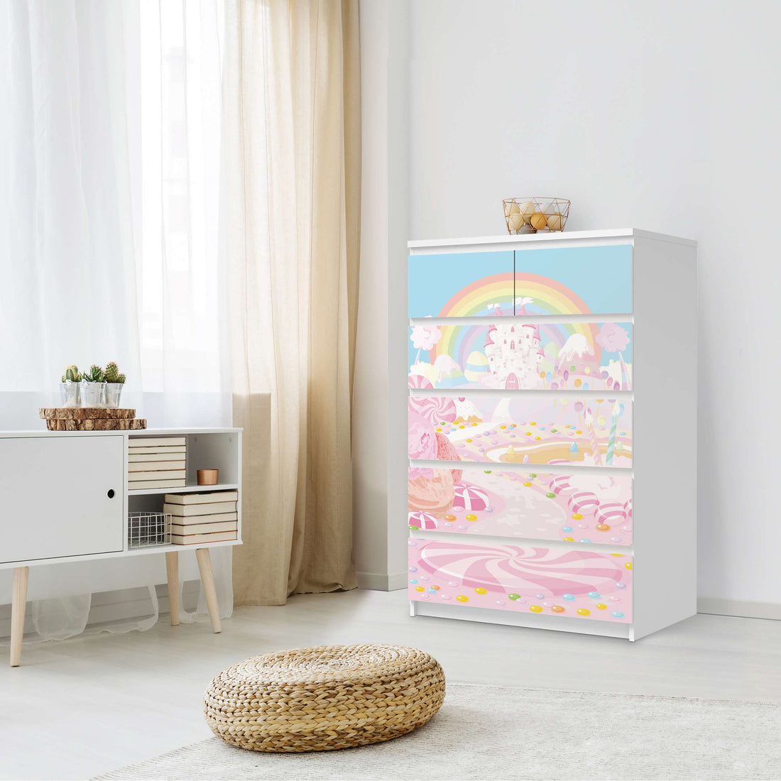Möbel Klebefolie Candyland - IKEA Malm Kommode 6 Schubladen (hoch) - Schlafzimmer