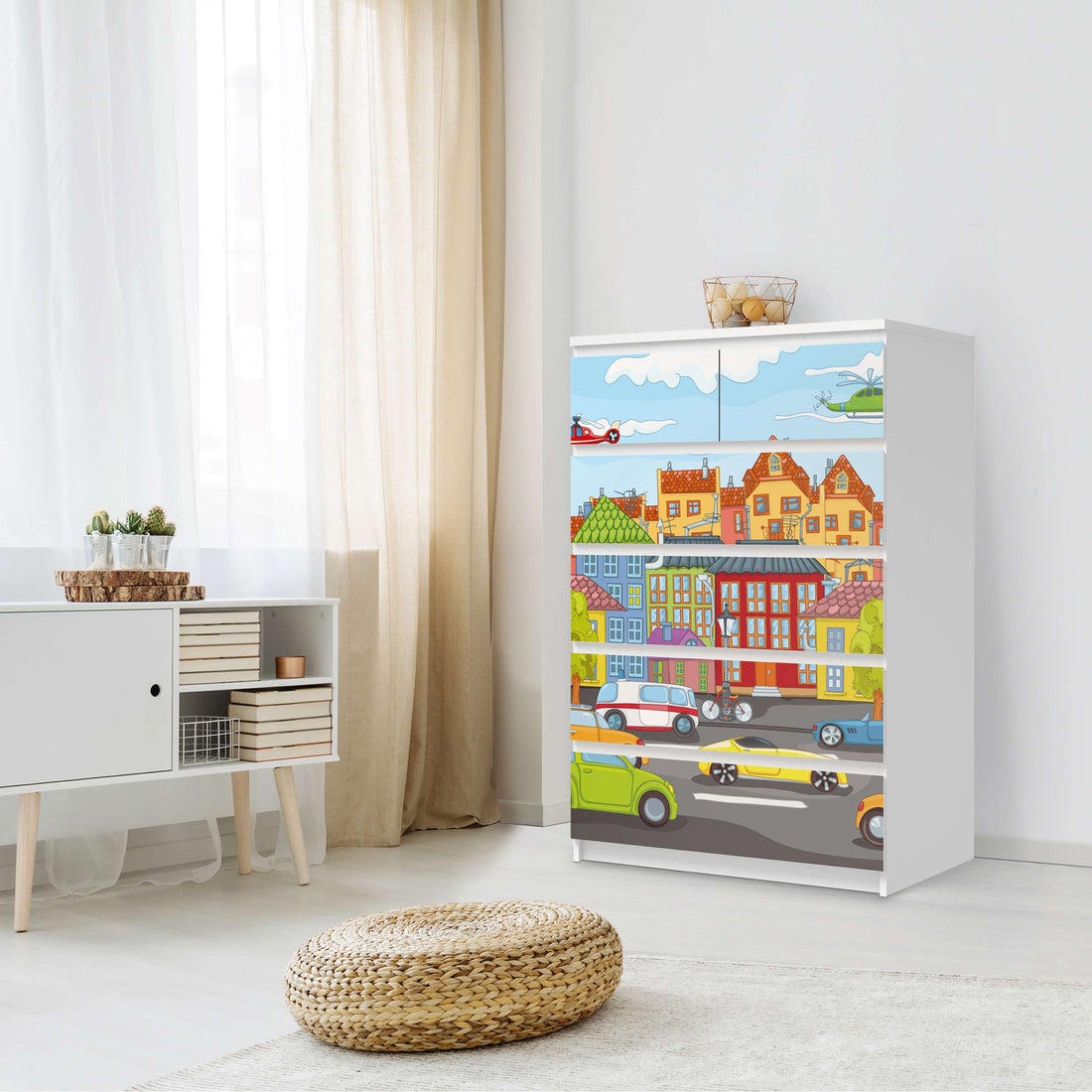Möbel Klebefolie City Life - IKEA Malm Kommode 6 Schubladen (hoch) - Schlafzimmer
