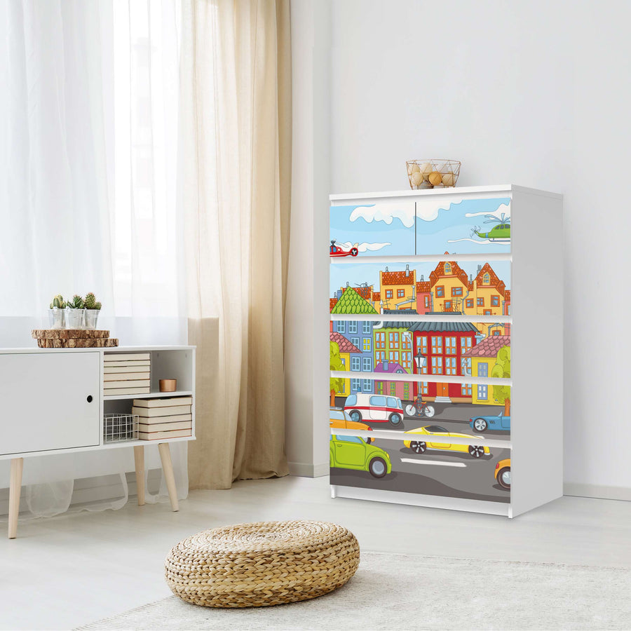Möbel Klebefolie City Life - IKEA Malm Kommode 6 Schubladen (hoch) - Schlafzimmer