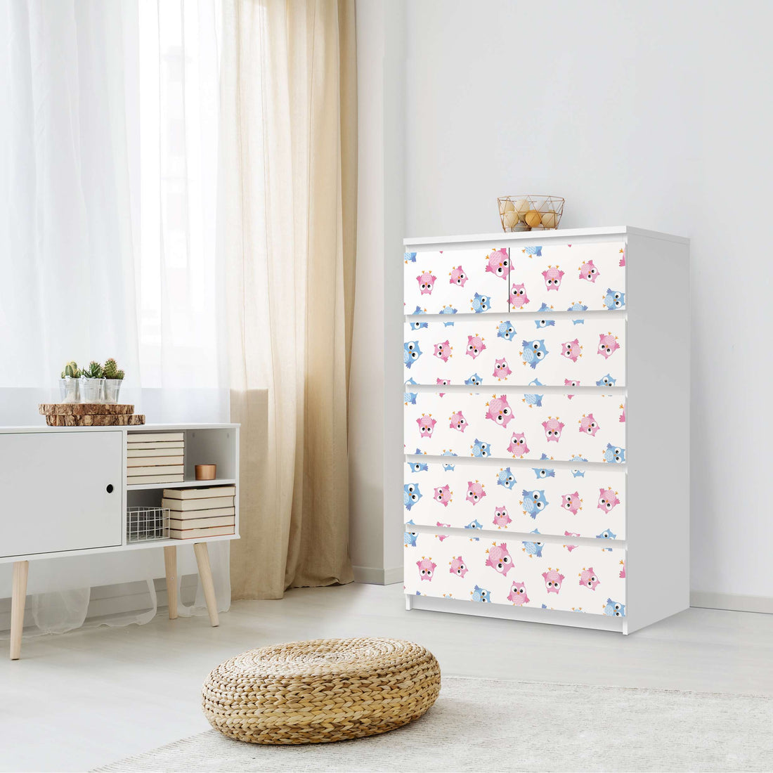 Möbel Klebefolie Eulenparty - IKEA Malm Kommode 6 Schubladen (hoch) - Schlafzimmer