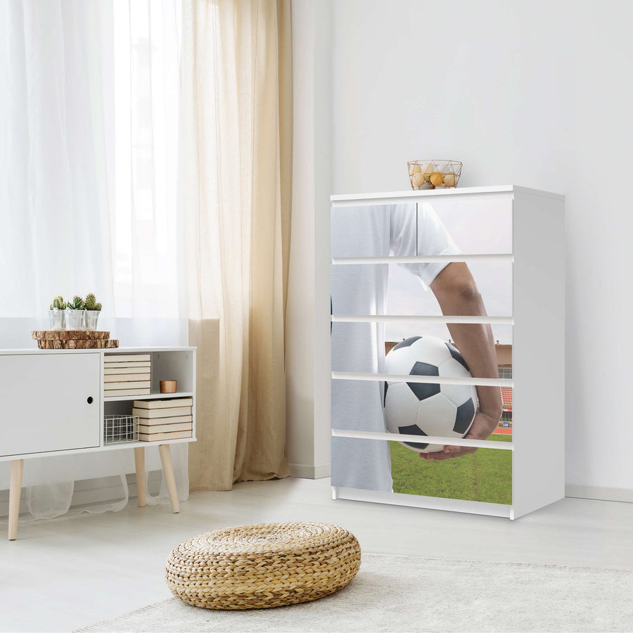 Möbel Klebefolie Footballmania - IKEA Malm Kommode 6 Schubladen (hoch) - Schlafzimmer