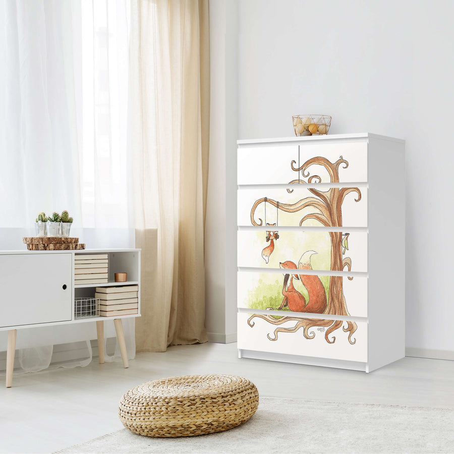 Möbel Klebefolie Füchse - IKEA Malm Kommode 6 Schubladen (hoch) - Schlafzimmer