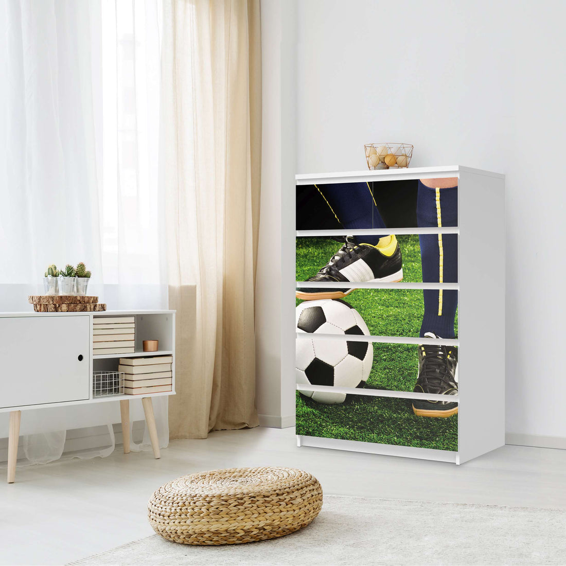 Möbel Klebefolie Fussballstar - IKEA Malm Kommode 6 Schubladen (hoch) - Schlafzimmer