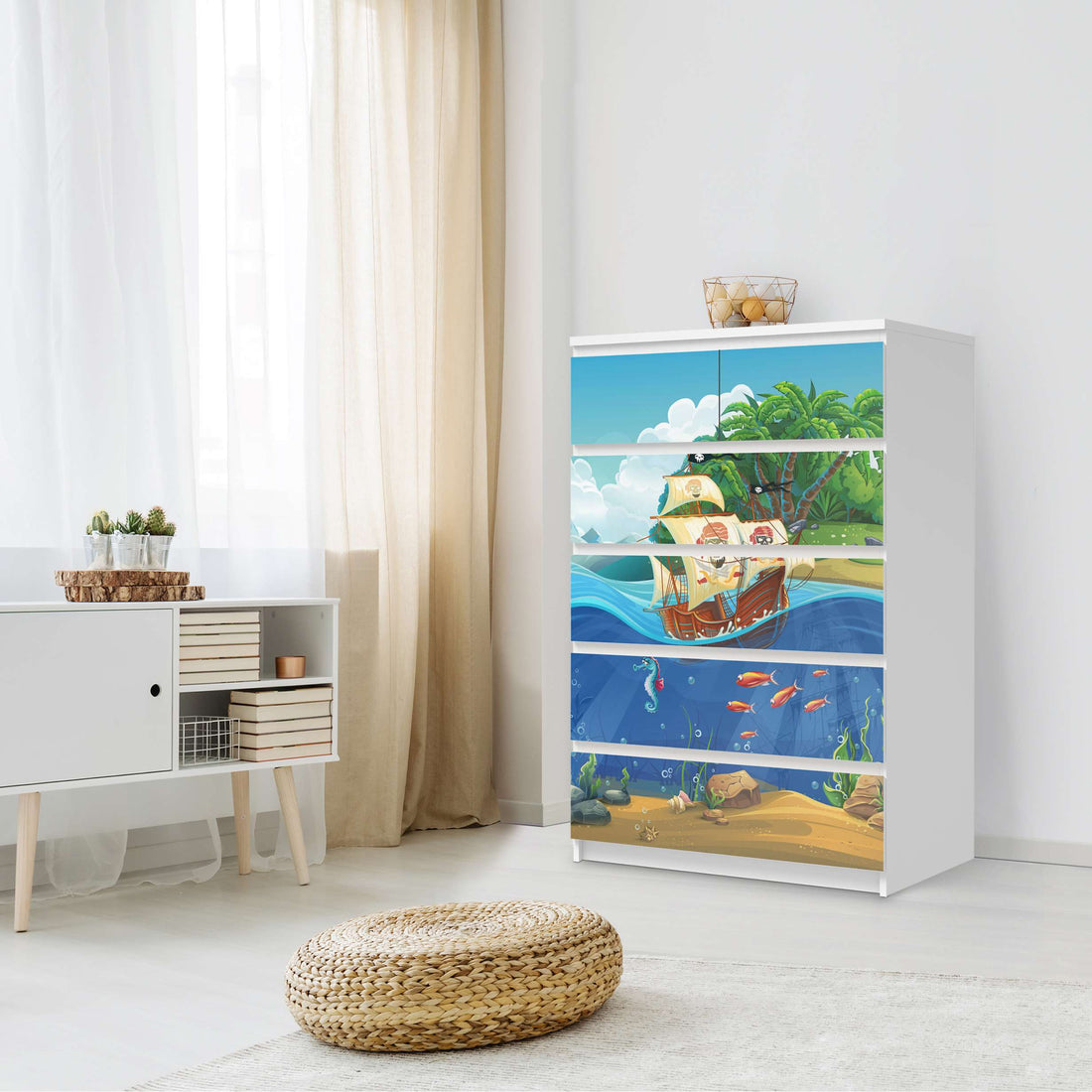 Möbel Klebefolie Pirates - IKEA Malm Kommode 6 Schubladen (hoch) - Schlafzimmer