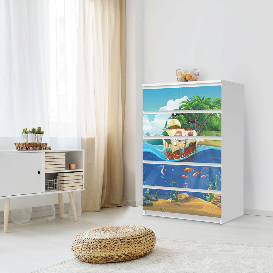 Möbel Klebefolie Pirates - IKEA Malm Kommode 6 Schubladen (hoch) - Schlafzimmer