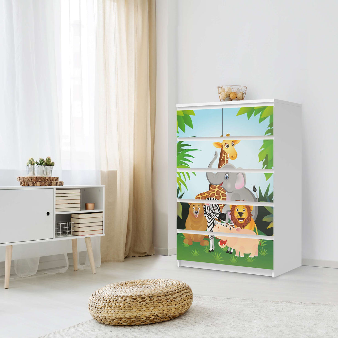 Möbel Klebefolie Wild Animals - IKEA Malm Kommode 6 Schubladen (hoch) - Schlafzimmer