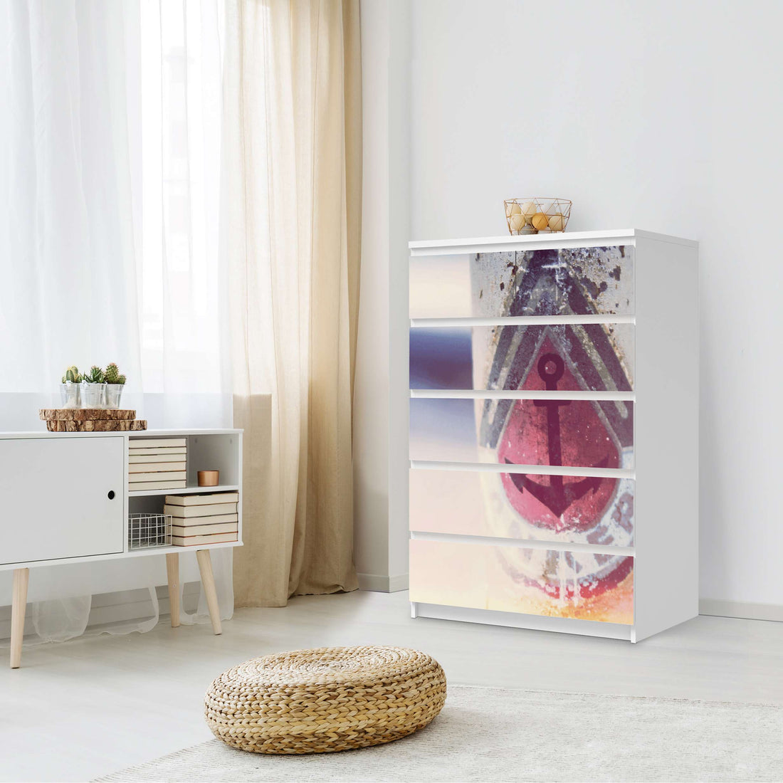 Möbel Klebefolie Anker 2 - IKEA Malm Kommode 6 Schubladen (hoch) - Schlafzimmer