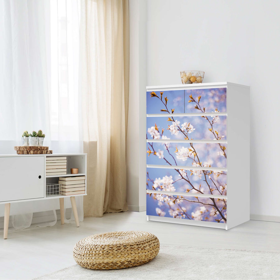 Möbel Klebefolie Apple Blossoms - IKEA Malm Kommode 6 Schubladen (hoch) - Schlafzimmer