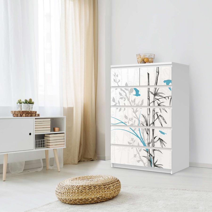Möbel Klebefolie Bamboo 1 - IKEA Malm Kommode 6 Schubladen (hoch) - Schlafzimmer