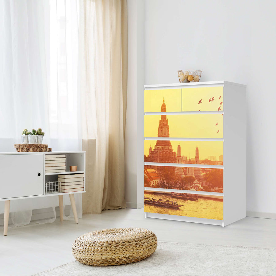 Möbel Klebefolie Bangkok Sunset - IKEA Malm Kommode 6 Schubladen (hoch) - Schlafzimmer