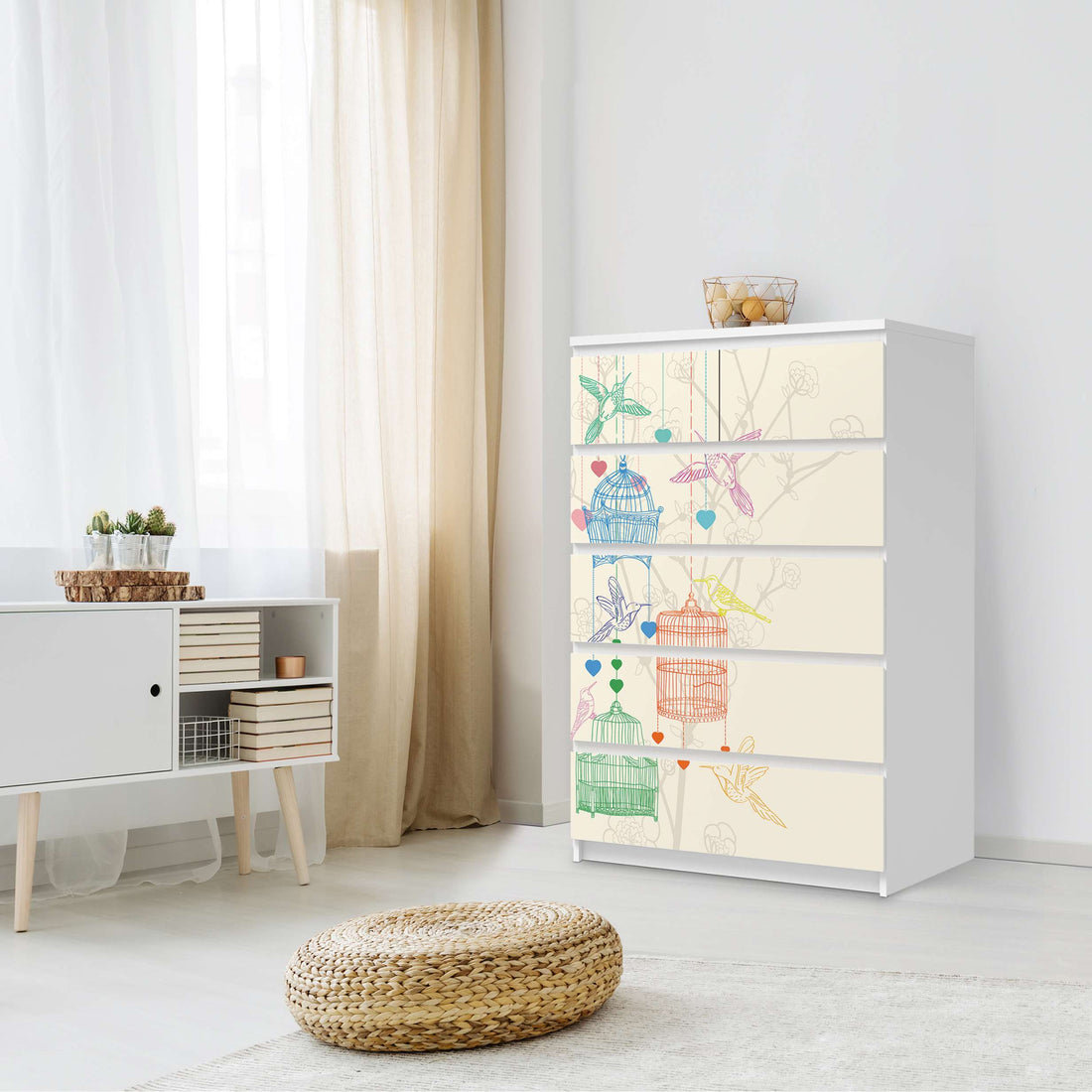Möbel Klebefolie Birdcage - IKEA Malm Kommode 6 Schubladen (hoch) - Schlafzimmer