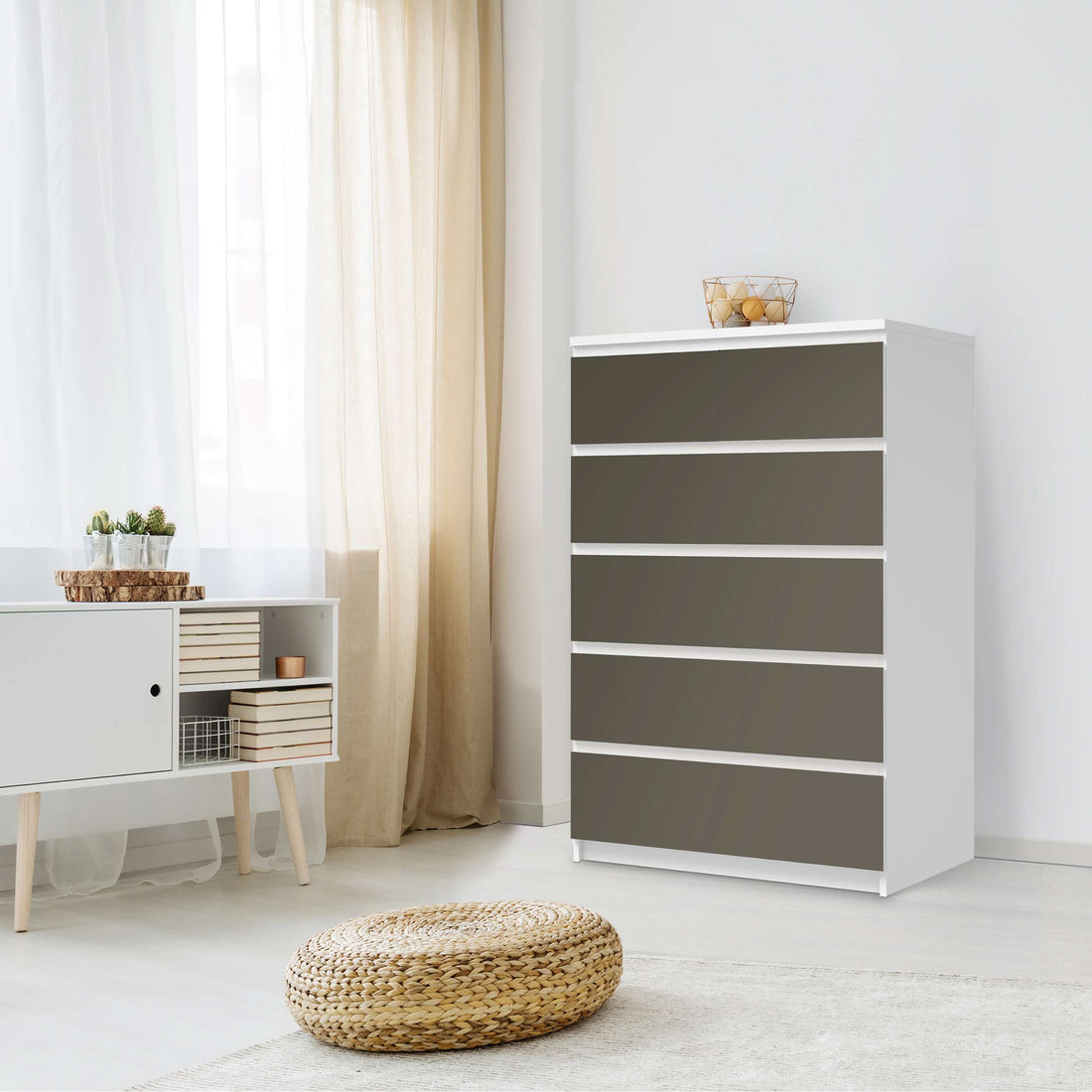 Möbel Klebefolie Braungrau Dark - IKEA Malm Kommode 6 Schubladen (hoch) - Schlafzimmer
