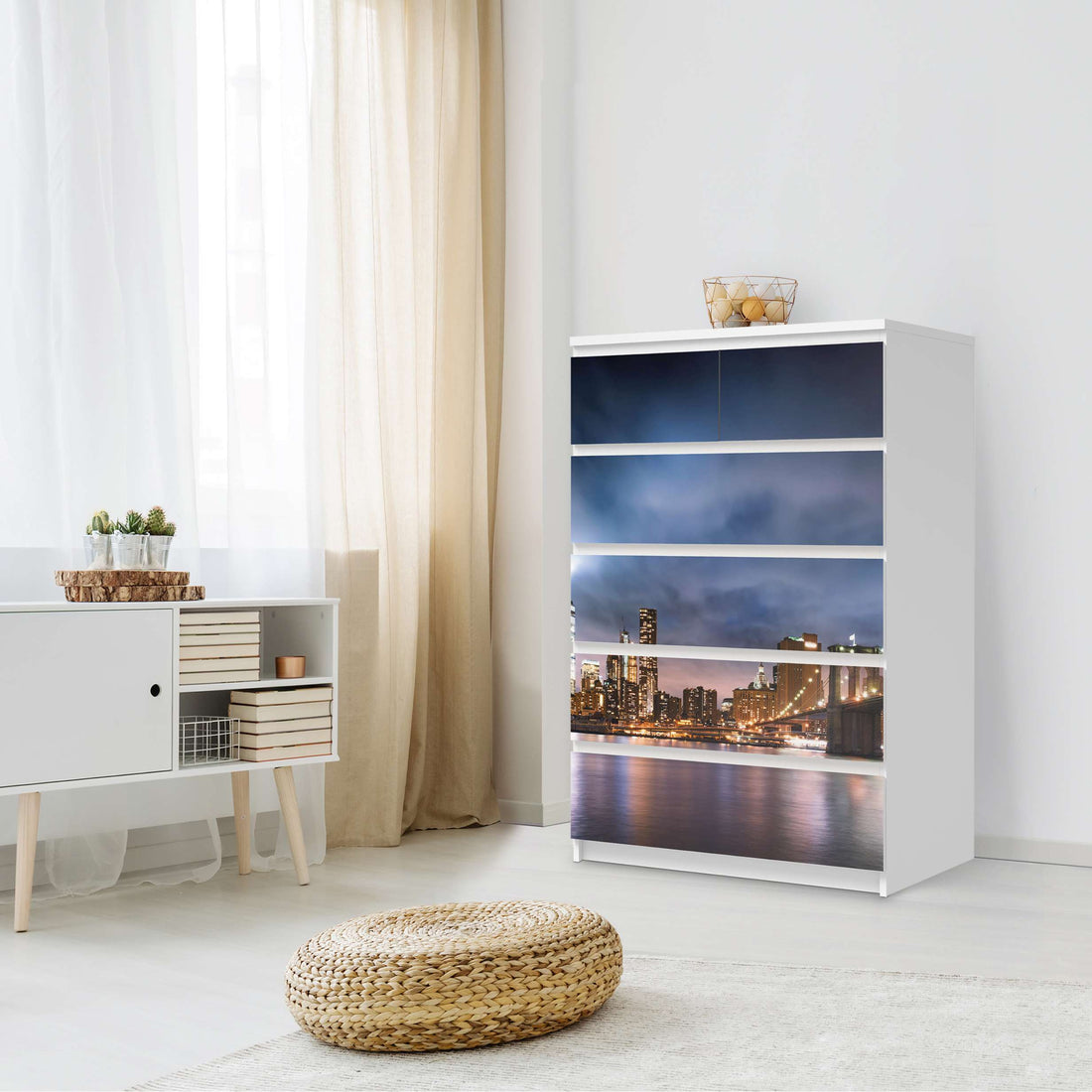 Möbel Klebefolie Brooklyn Bridge - IKEA Malm Kommode 6 Schubladen (hoch) - Schlafzimmer