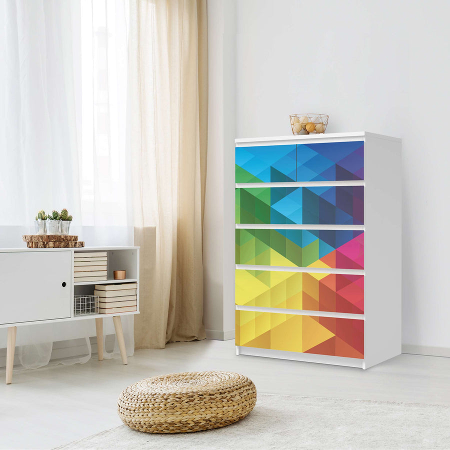 Möbel Klebefolie Colored Cubes - IKEA Malm Kommode 6 Schubladen (hoch) - Schlafzimmer