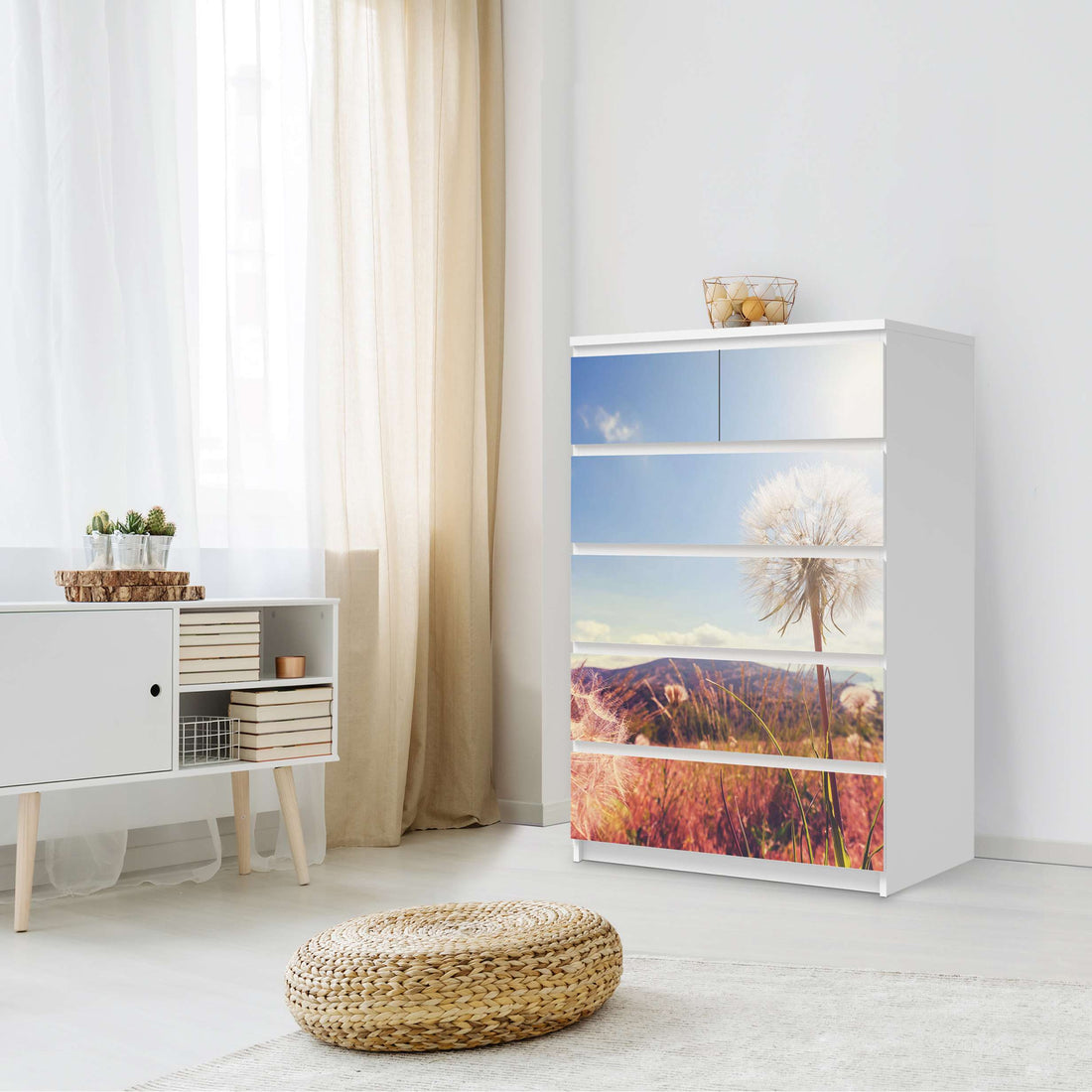 Möbel Klebefolie Dandelion - IKEA Malm Kommode 6 Schubladen (hoch) - Schlafzimmer