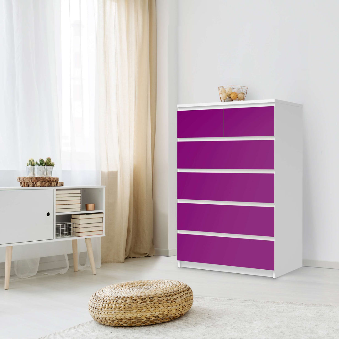 Möbel Klebefolie Flieder Dark - IKEA Malm Kommode 6 Schubladen (hoch) - Schlafzimmer
