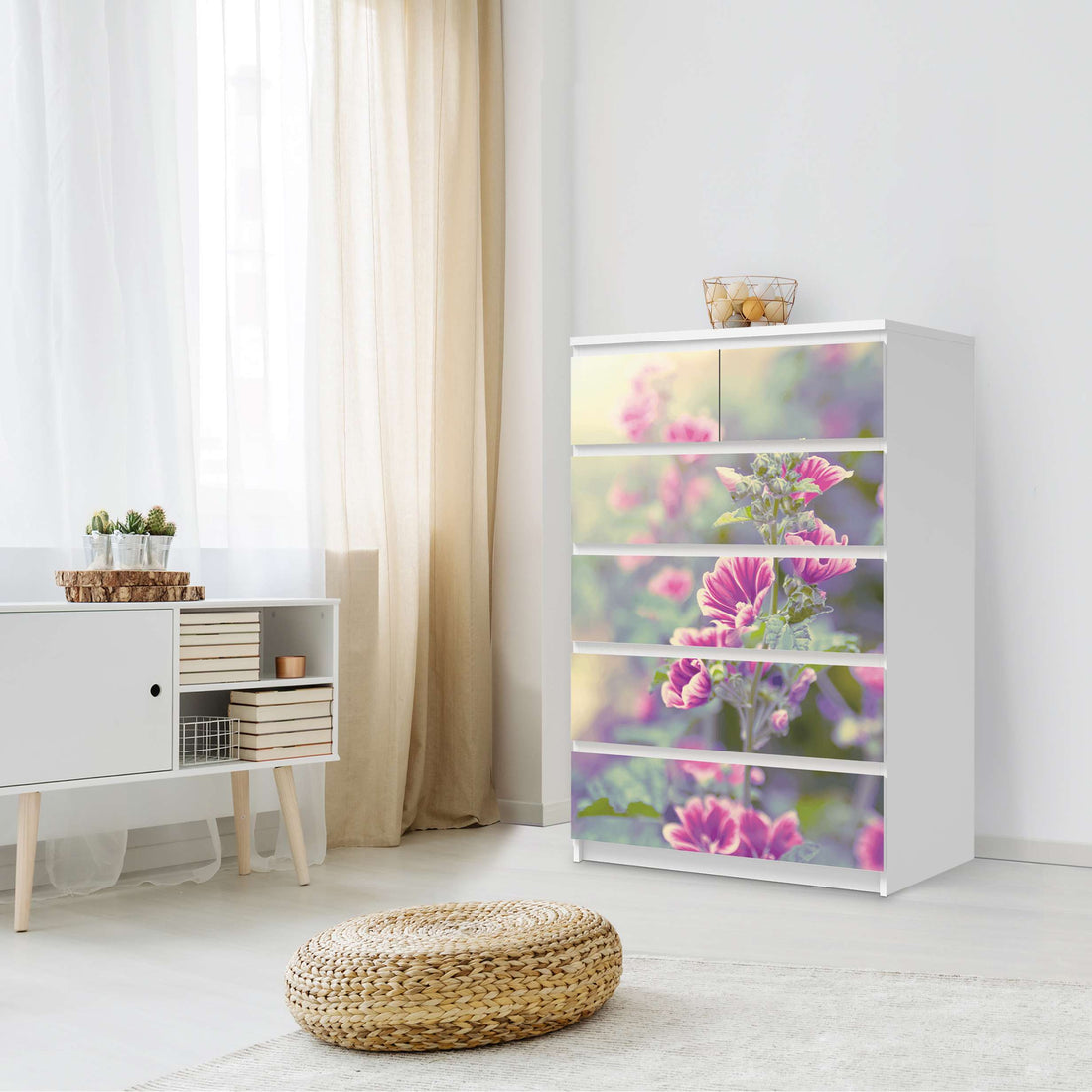 Möbel Klebefolie Flower Gaze - IKEA Malm Kommode 6 Schubladen (hoch) - Schlafzimmer