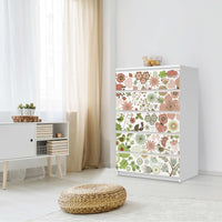 Möbel Klebefolie Flower Pattern - IKEA Malm Kommode 6 Schubladen (hoch) - Schlafzimmer