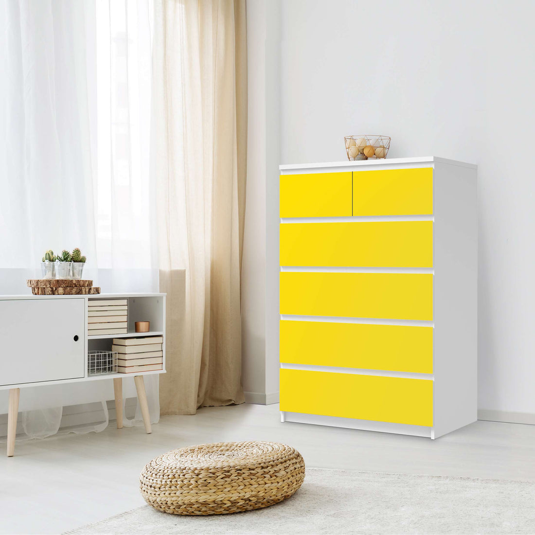 Möbel Klebefolie Gelb Dark - IKEA Malm Kommode 6 Schubladen (hoch) - Schlafzimmer