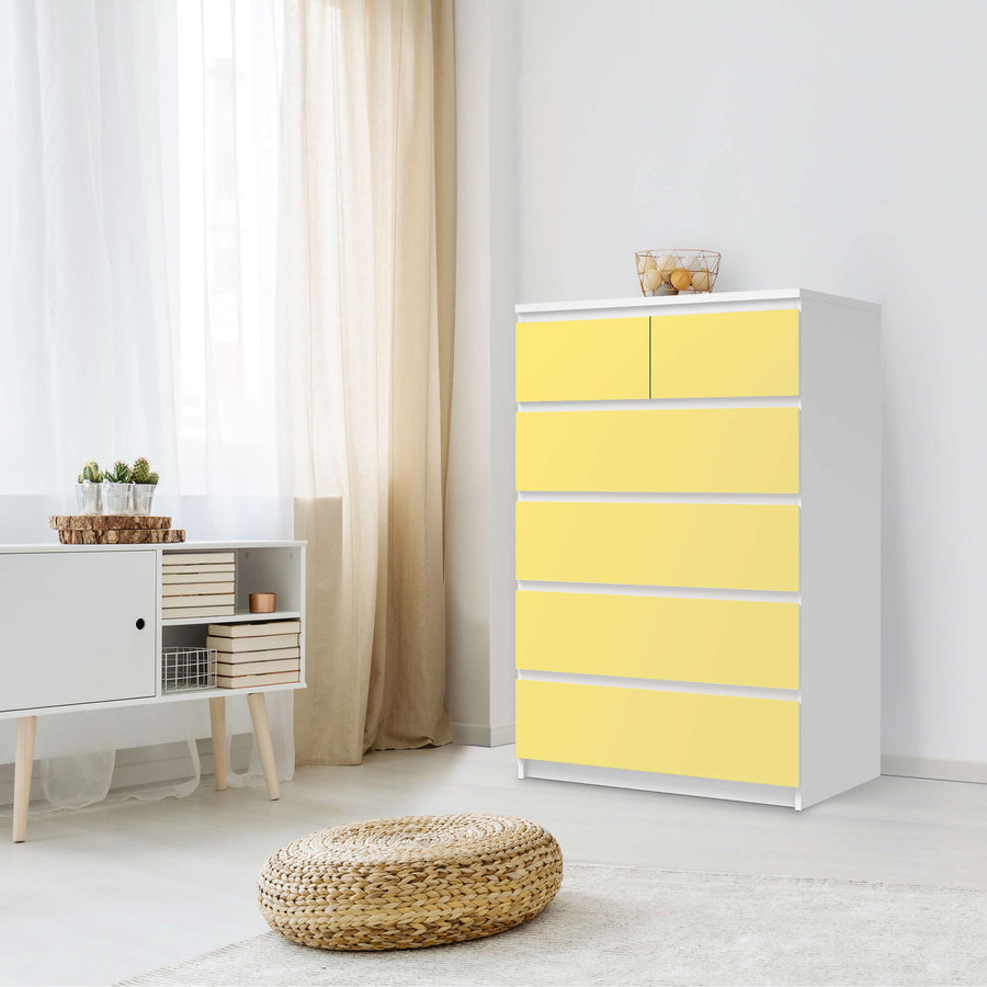 Möbel Klebefolie Gelb Light - IKEA Malm Kommode 6 Schubladen (hoch) - Schlafzimmer