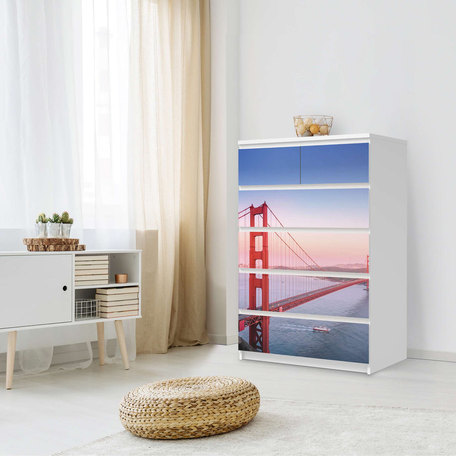 Möbel Klebefolie Golden Gate - IKEA Malm Kommode 6 Schubladen (hoch) - Schlafzimmer