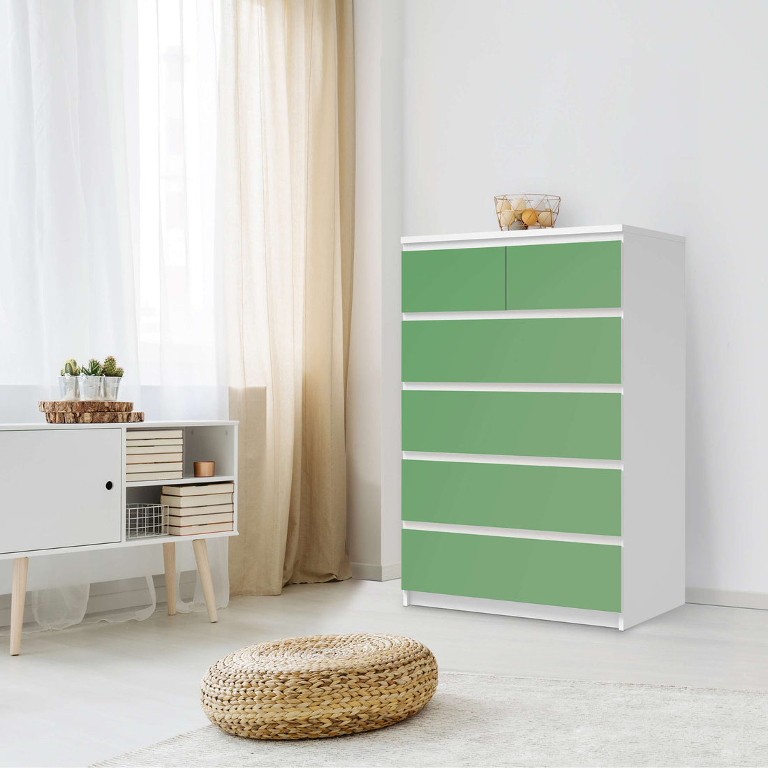 Möbel Klebefolie Grün Light - IKEA Malm Kommode 6 Schubladen (hoch) - Schlafzimmer