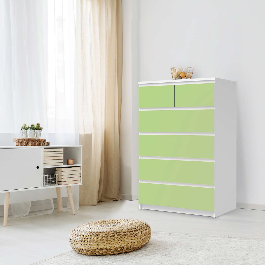 Möbel Klebefolie Hellgrün Light - IKEA Malm Kommode 6 Schubladen (hoch) - Schlafzimmer