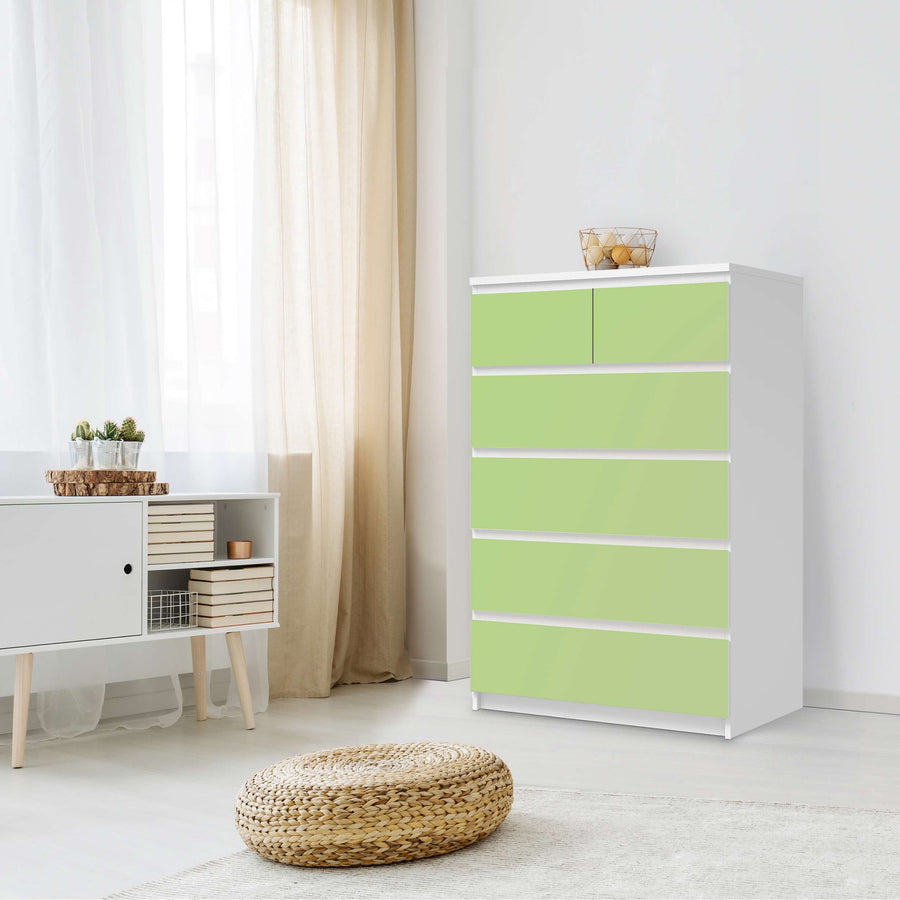 Möbel Klebefolie Hellgrün Light - IKEA Malm Kommode 6 Schubladen (hoch) - Schlafzimmer