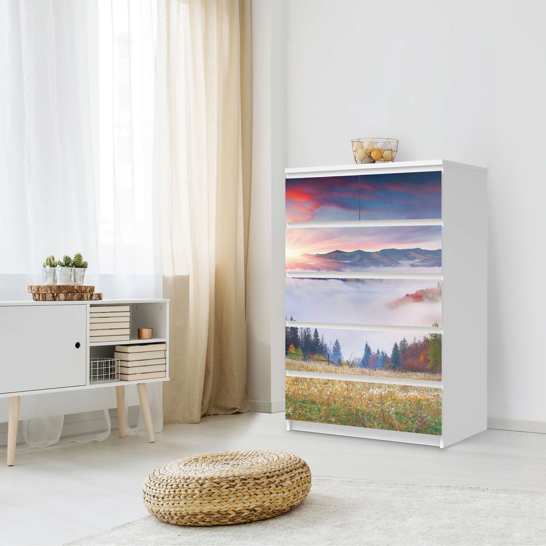 Möbel Klebefolie Herbstwald - IKEA Malm Kommode 6 Schubladen (hoch) - Schlafzimmer