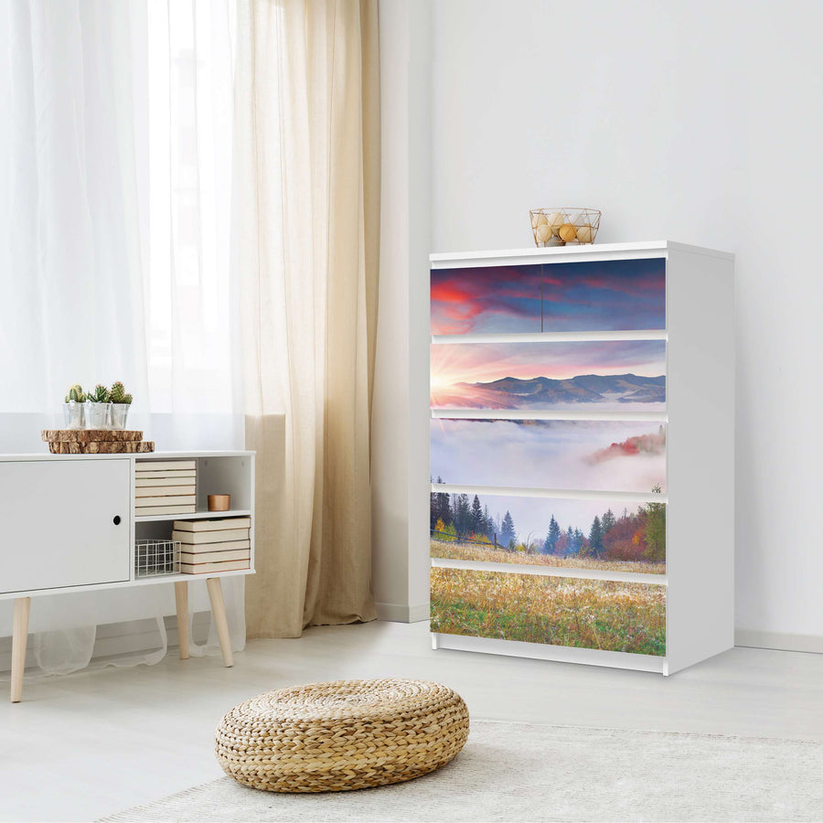 Möbel Klebefolie Herbstwald - IKEA Malm Kommode 6 Schubladen (hoch) - Schlafzimmer