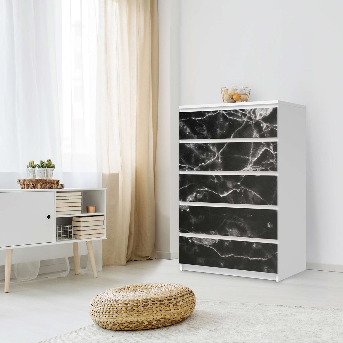 Möbel Klebefolie Malm Kommode 6 Schubladen (hoch) (IKEA) - Marmor schwarz –  creatisto