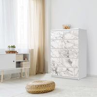 Möbel Klebefolie Marmor weiß - IKEA Malm Kommode 6 Schubladen (hoch) - Schlafzimmer