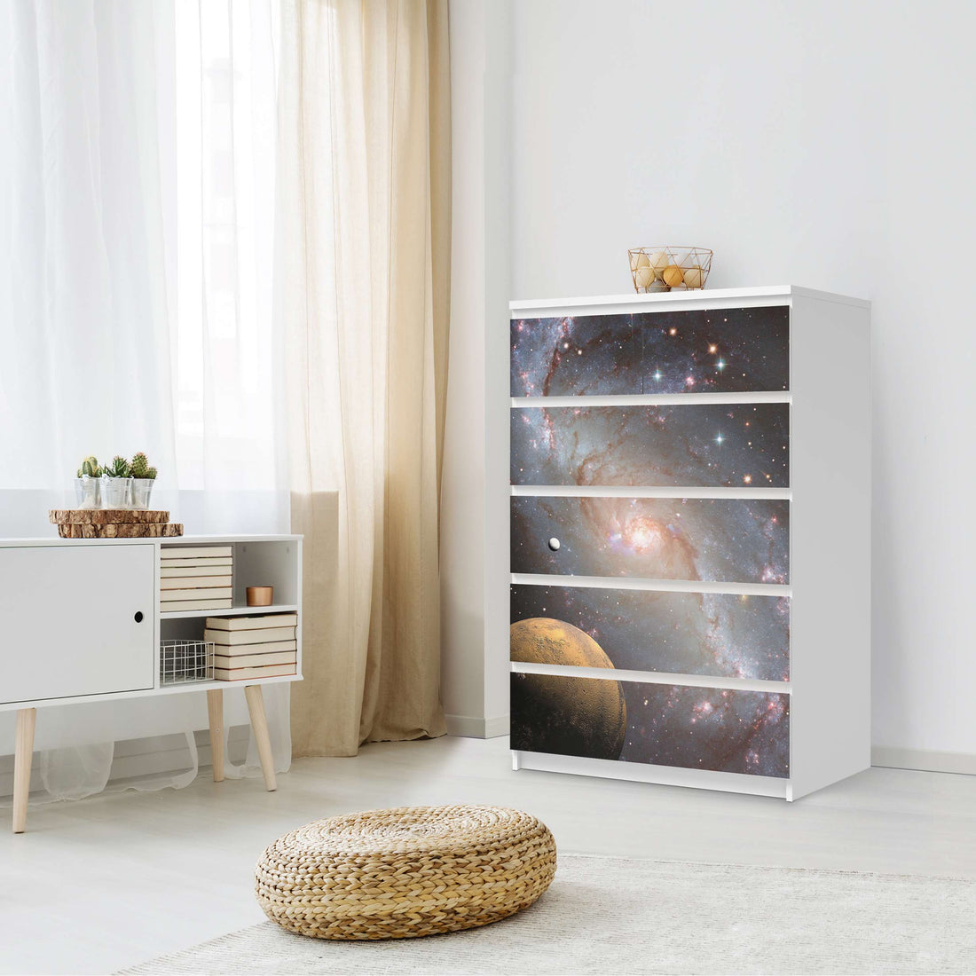 Möbel Klebefolie Milky Way - IKEA Malm Kommode 6 Schubladen (hoch) - Schlafzimmer