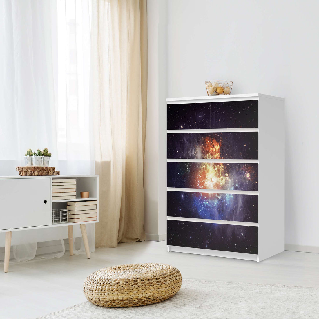 Möbel Klebefolie Nebula - IKEA Malm Kommode 6 Schubladen (hoch) - Schlafzimmer
