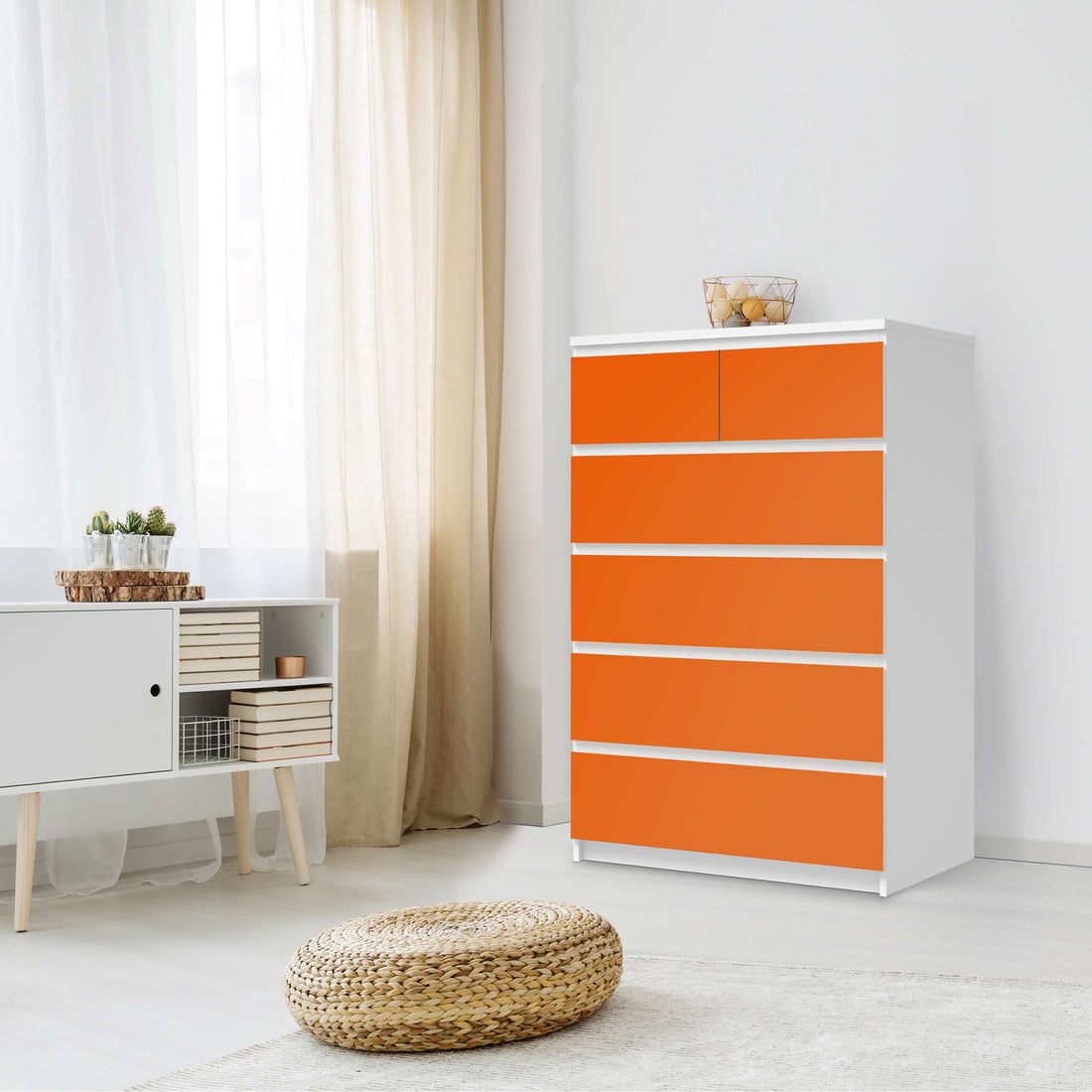 Möbel Klebefolie Orange Dark - IKEA Malm Kommode 6 Schubladen (hoch) - Schlafzimmer