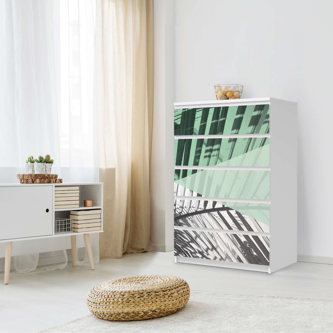 Möbel Klebefolie Palmen mint - IKEA Malm Kommode 6 Schubladen (hoch) - Schlafzimmer