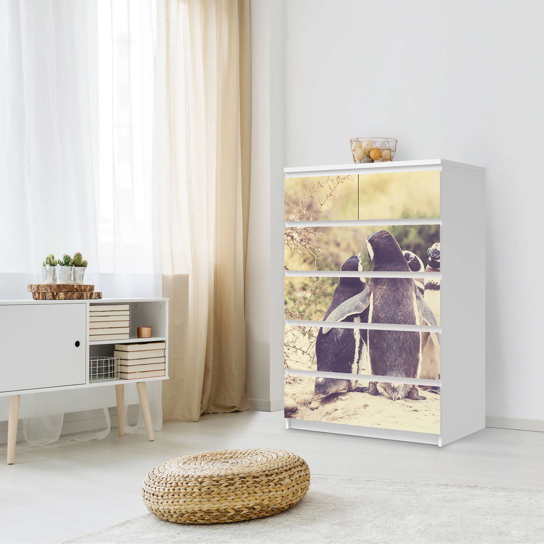 Möbel Klebefolie Pingu Friendship - IKEA Malm Kommode 6 Schubladen (hoch) - Schlafzimmer