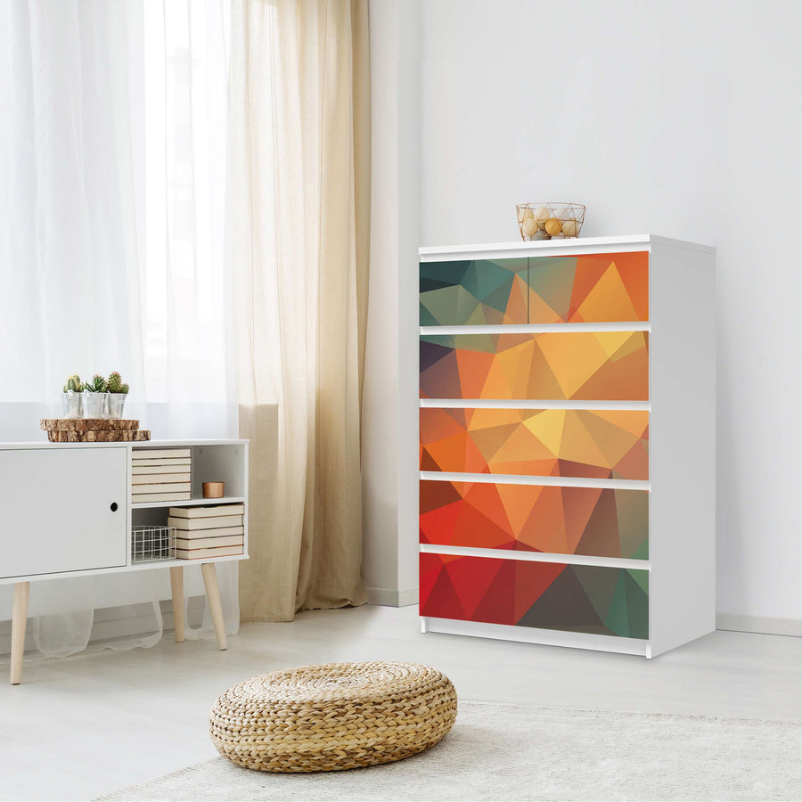 Möbel Klebefolie Polygon - IKEA Malm Kommode 6 Schubladen (hoch) - Schlafzimmer