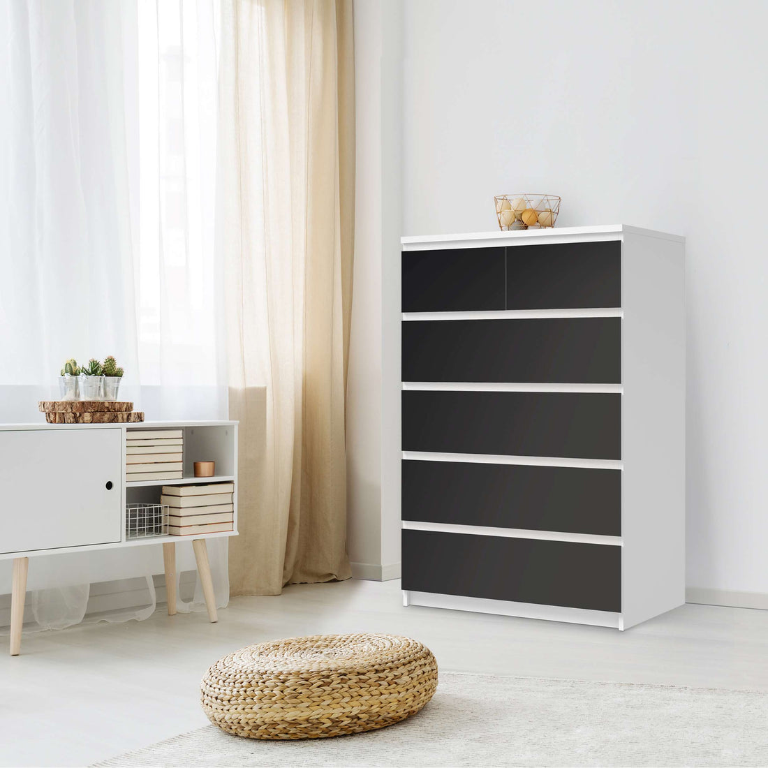 Möbel Klebefolie Schwarz - IKEA Malm Kommode 6 Schubladen (hoch) - Schlafzimmer