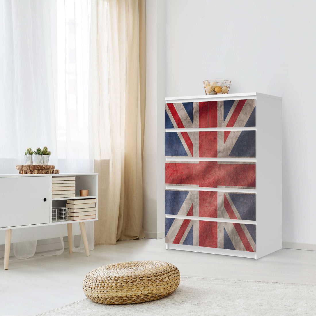 Möbel Klebefolie Union Jack - IKEA Malm Kommode 6 Schubladen (hoch) - Schlafzimmer