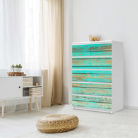 Möbel Klebefolie Wooden Aqua - IKEA Malm Kommode 6 Schubladen (hoch) - Schlafzimmer