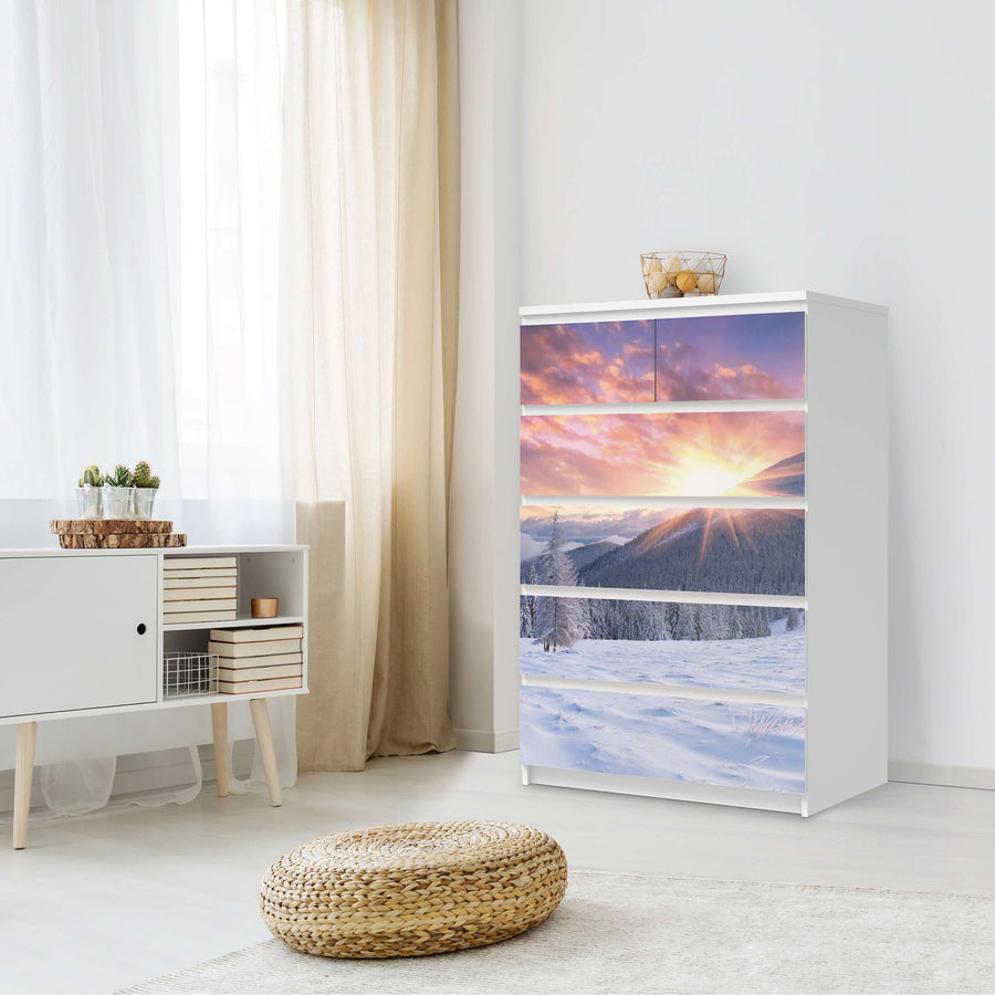 Möbel Klebefolie Zauberhafte Winterlandschaft - IKEA Malm Kommode 6 Schubladen (hoch) - Schlafzimmer
