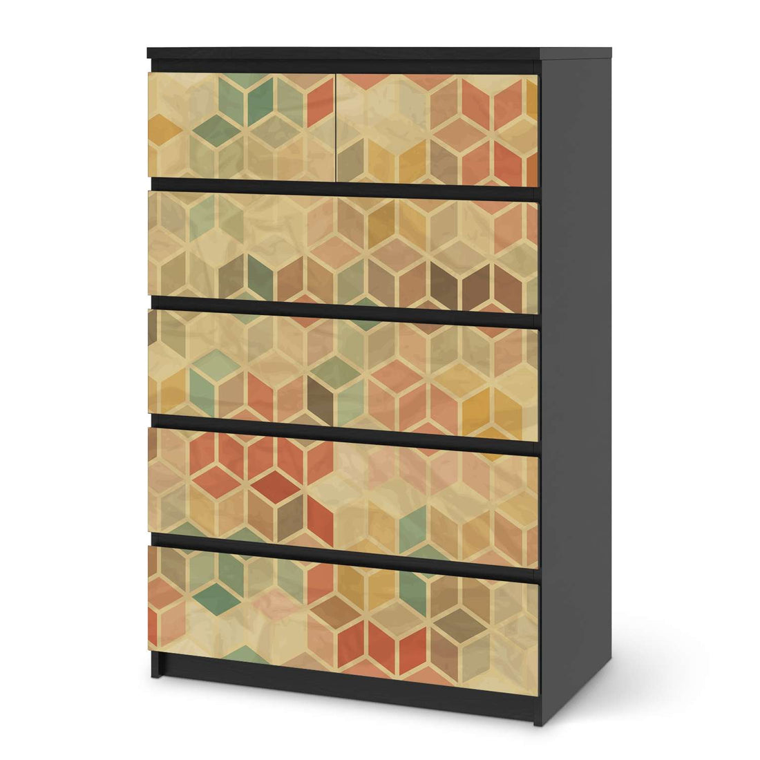 Möbel Klebefolie 3D Retro - IKEA Malm Kommode 6 Schubladen (hoch) - schwarz