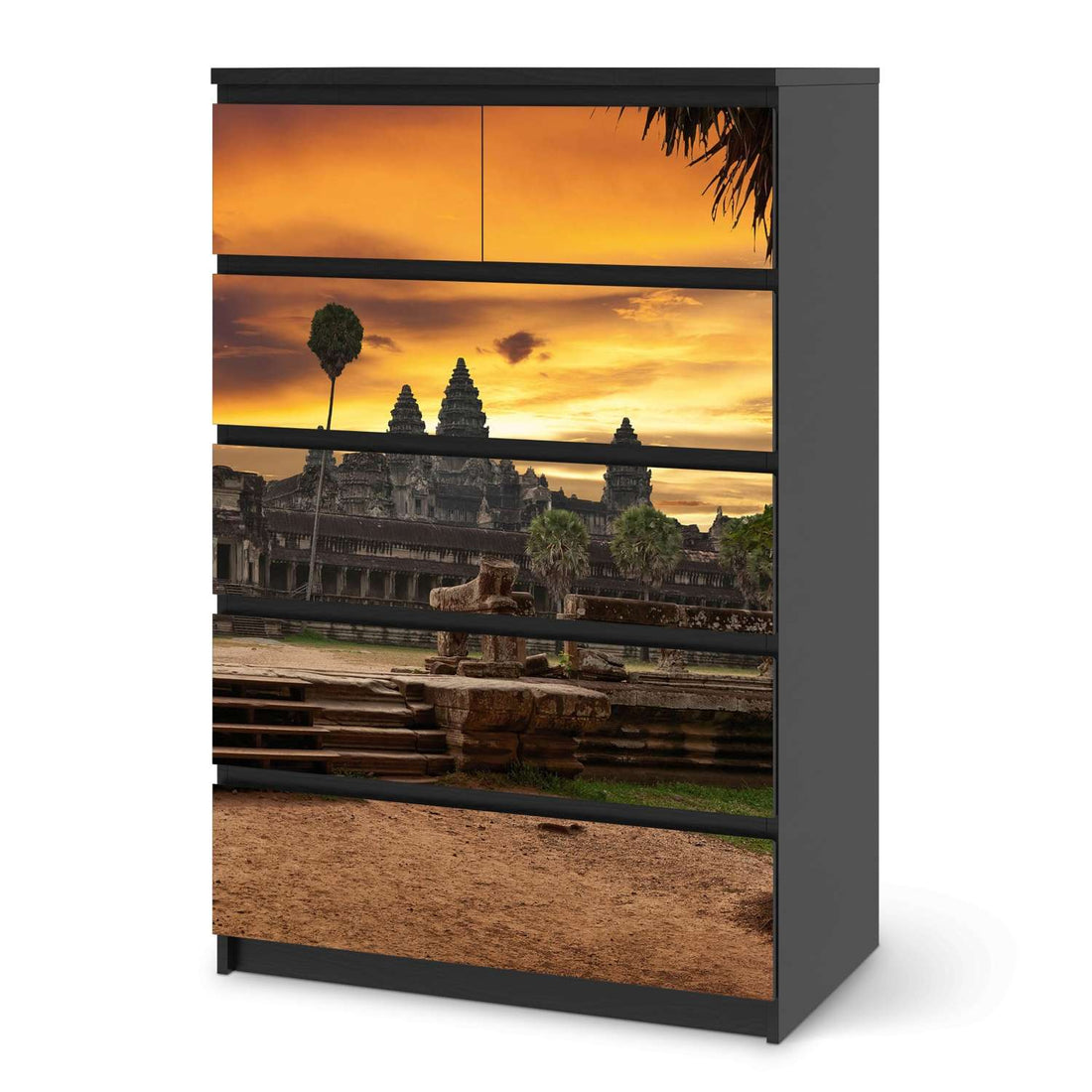 Möbel Klebefolie Angkor Wat - IKEA Malm Kommode 6 Schubladen (hoch) - schwarz