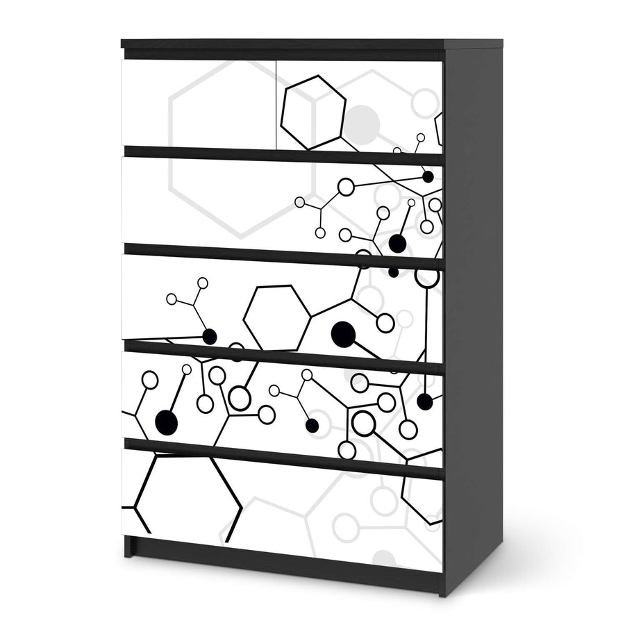 Möbel Klebefolie Atomic 1 - IKEA Malm Kommode 6 Schubladen (hoch) - schwarz